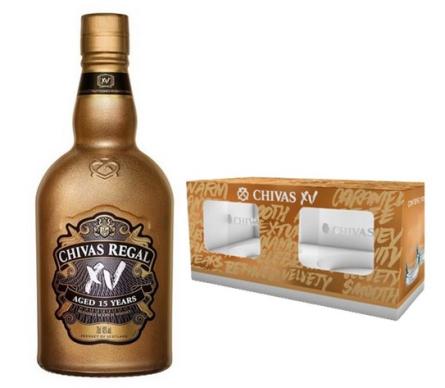 W. Chivas Regal 15 aos Gold c/ 2 Vasos.