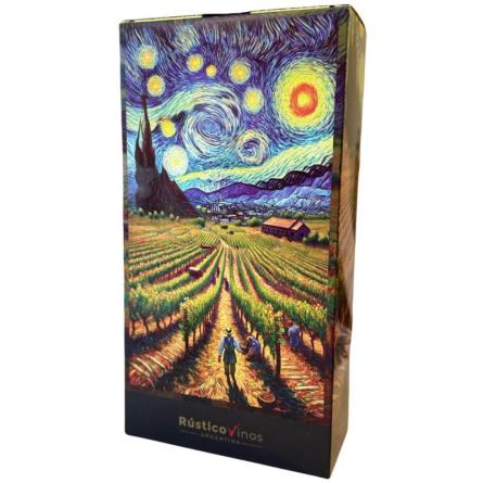 Estuche Rstico Van Gogh para 2 botellas x 750cc. Frente.