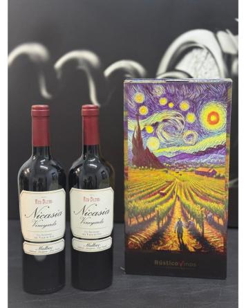 Estuche Rstico Nicasia Malbec 2x750cc.