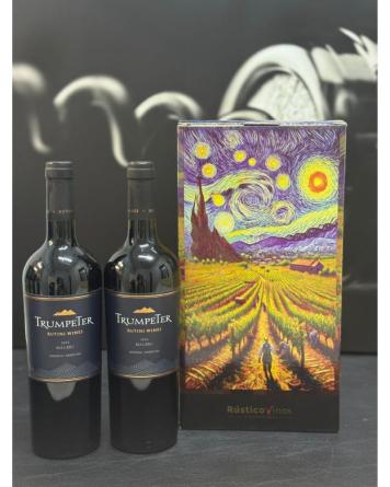 Estuche Rstico Trumpeter Malbec 2x750cc
