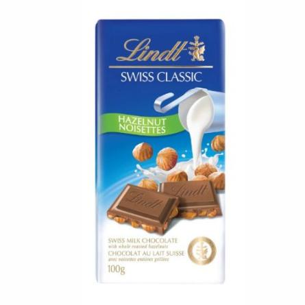 Lindt Chocolate Classic Avellanas Tableta 1x100grs. Origen Suiza.
