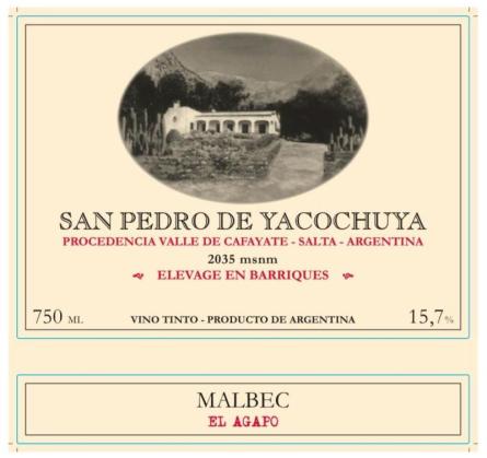 San Pedro de Yacochuya Malbec El Agapo 6x750cc.
